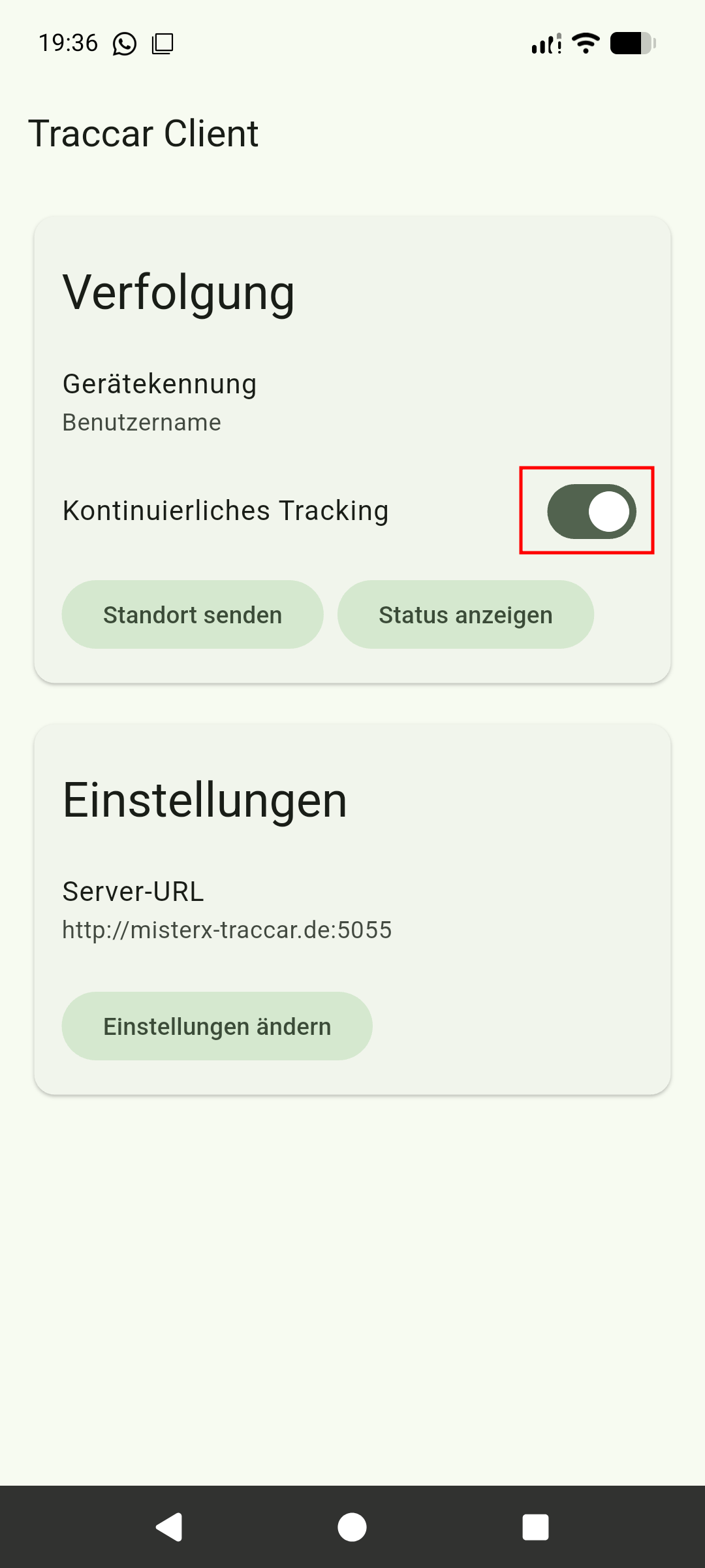 Traccar Client Schritt 4